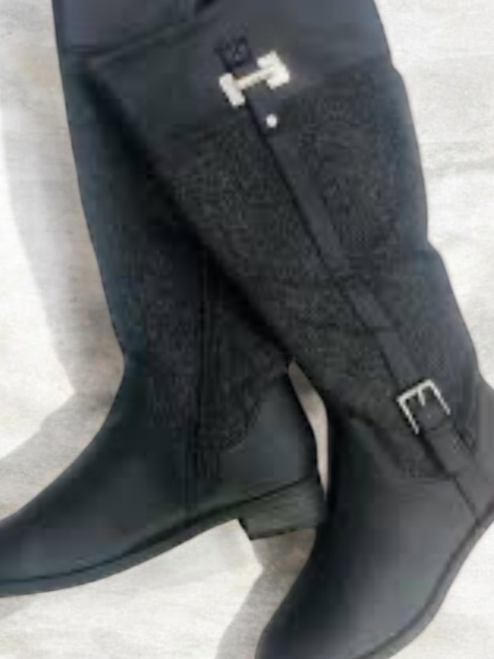 Karen Scott Women's Black Mid-Calf Buckle Accent Riding Boots preloved GC!